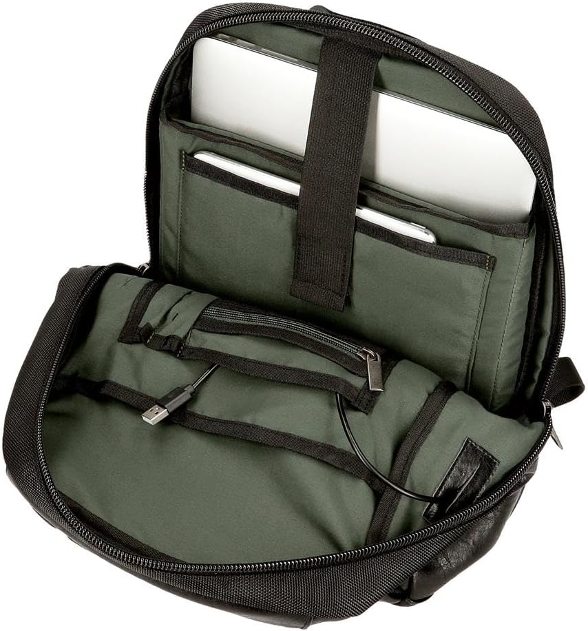 Detalle de Pepe Jeans Horley zaino in poliestere con dettagli in ecopelle, nero/marrone, per portatile fino a 13,3
