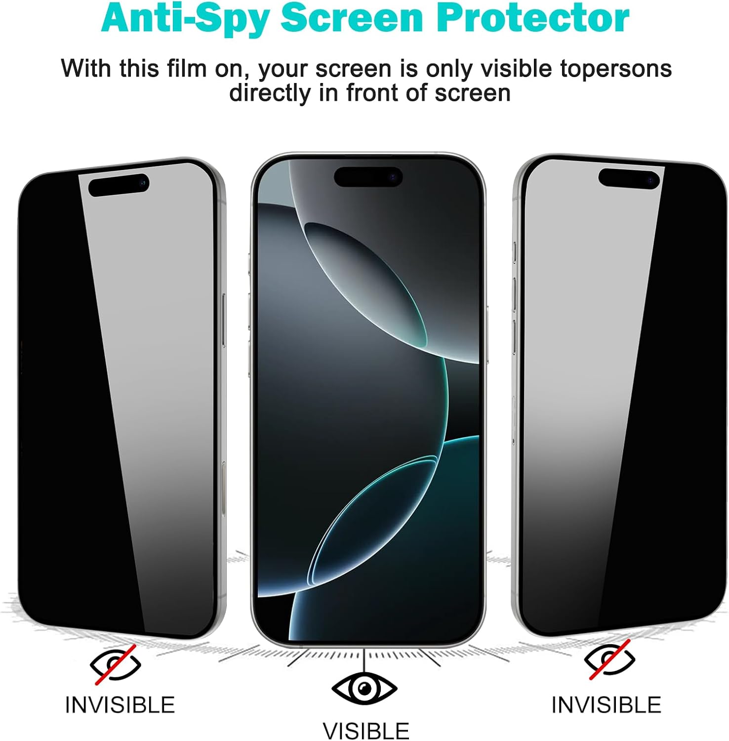 Thumbnail 3 de PEHAEL 3+3 Pack for iPhone 16 Pro Privacy Screen Protector + Camera Lens Protector