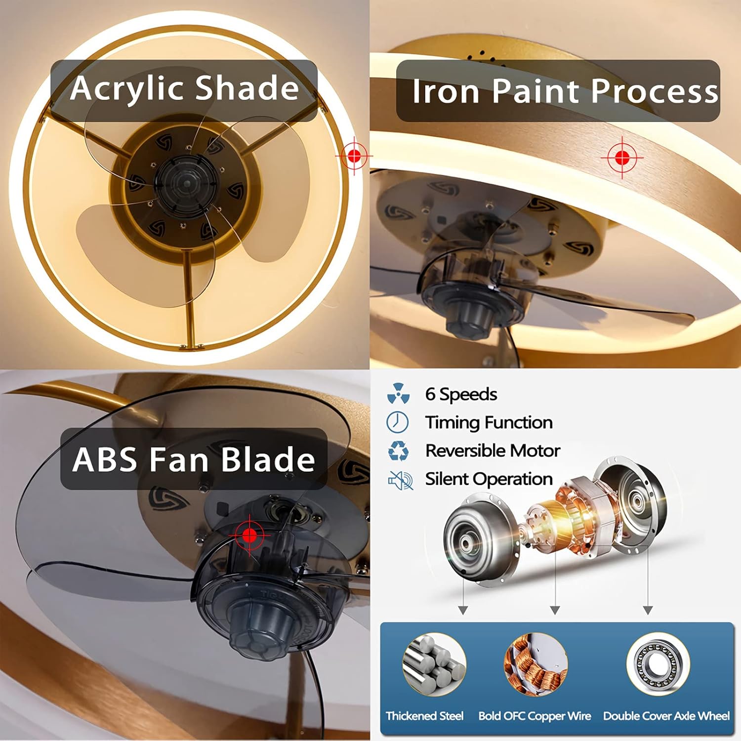 Thumbnail 5 de OMGPFR LED 2-in-1 Reversible Ceiling Fan with Light (Reversible Remote, 6 Speeds) – White, 40CM