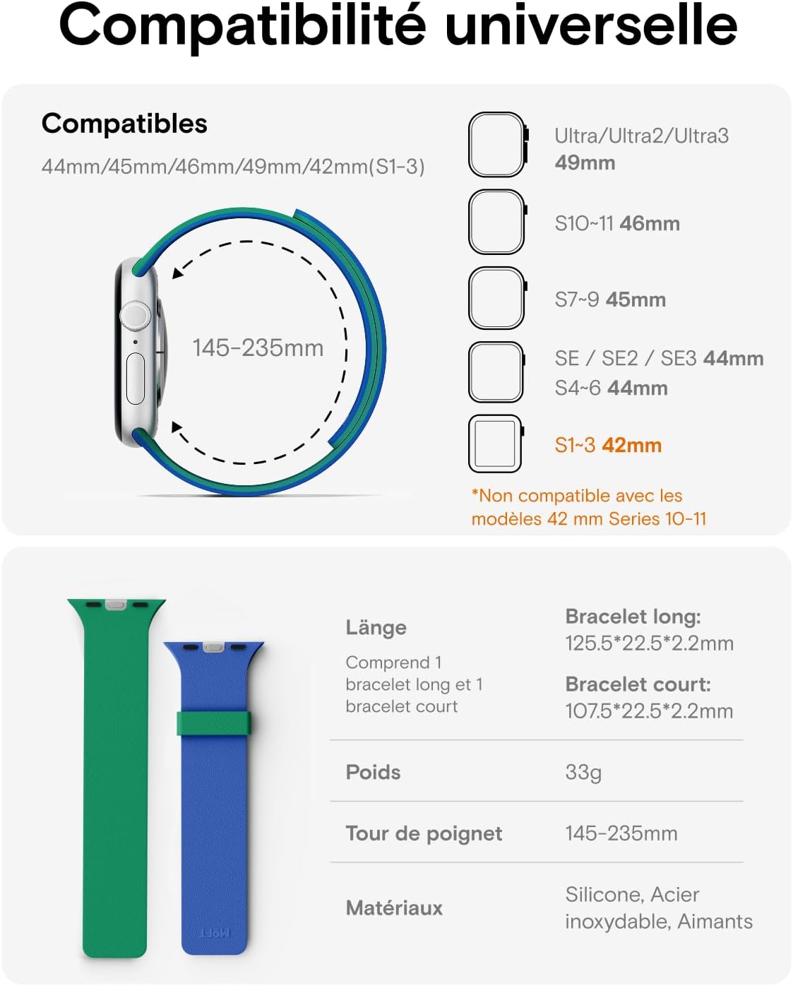 Thumbnail 6 de MOFT Bracelet de Rechange Compatibles pour Apple Watch (38–49 mm) | Silicone Magnétique Réversible