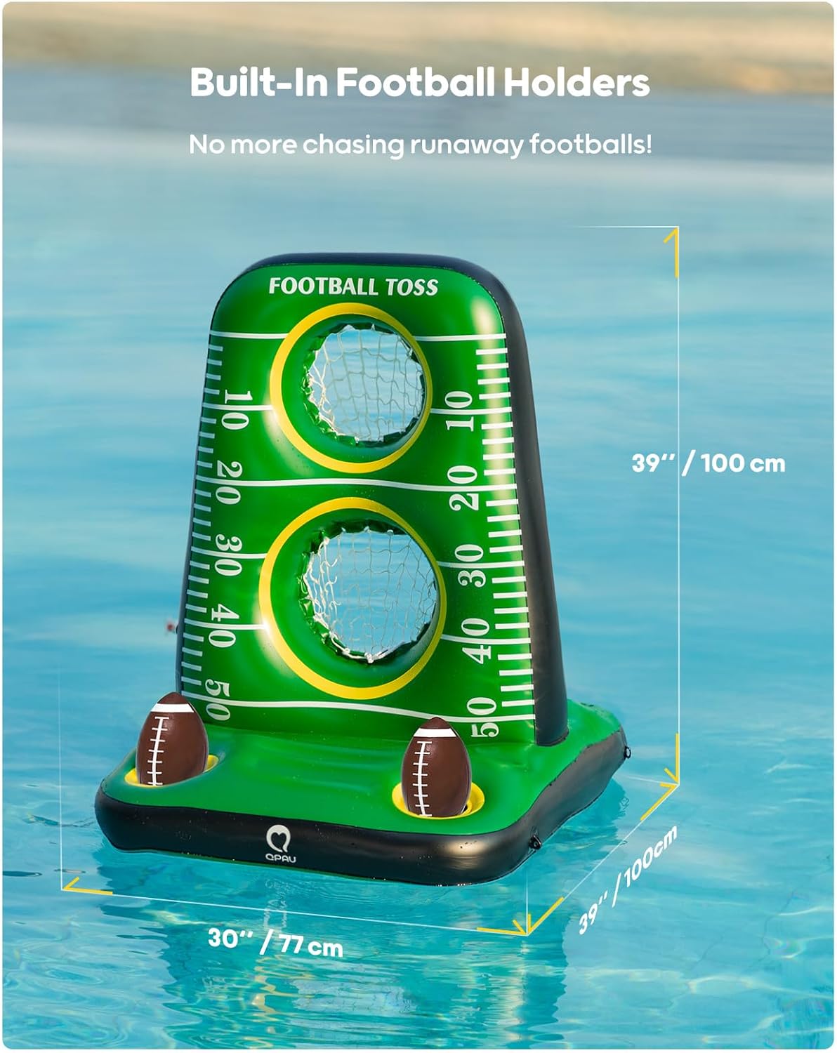 Thumbnail 4 de QPAU Inflatable Football Toss Game for Pool — Dual-Net Water Football Target with 4 Balls & 2 Pumps
