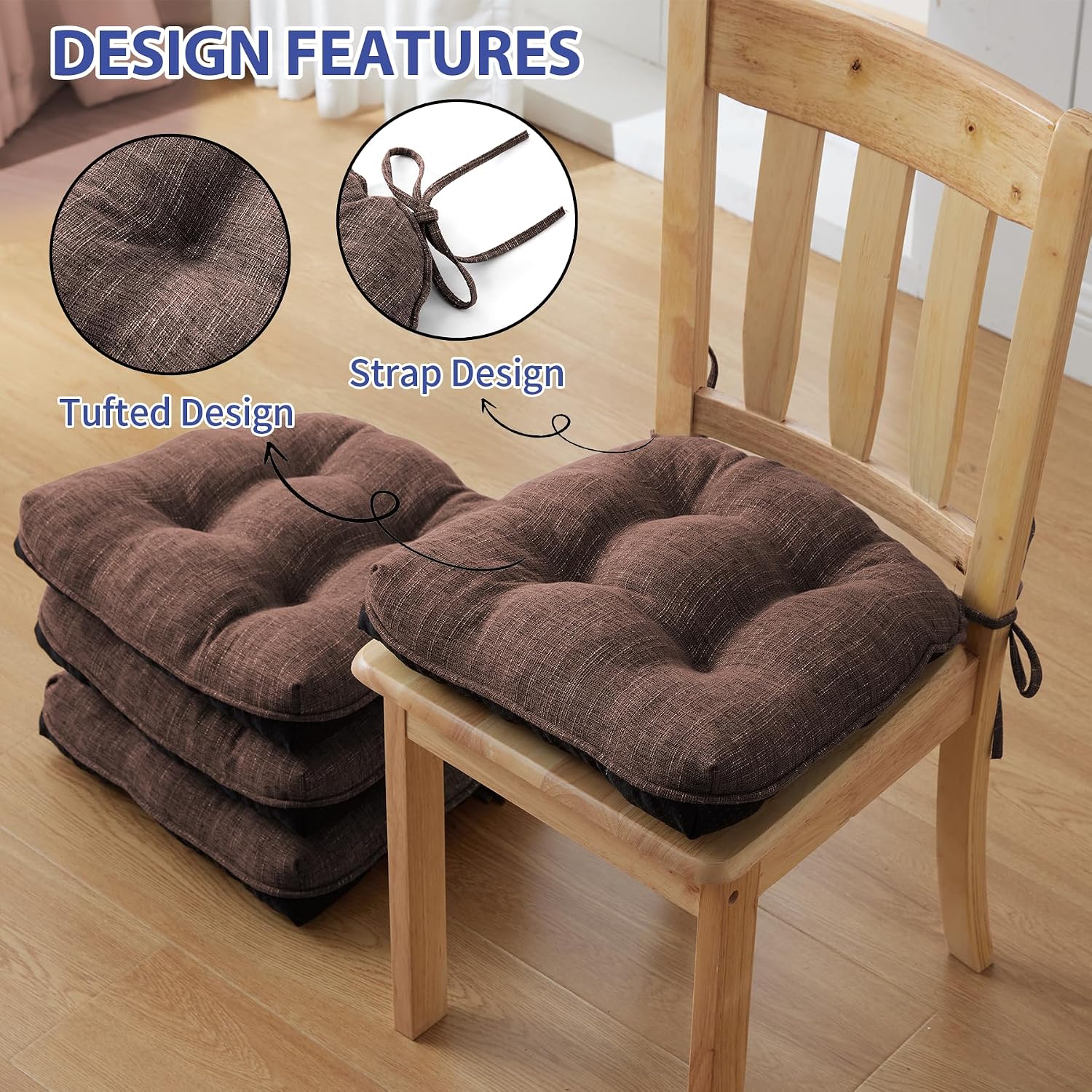 Detalle 2 de IPYNBAP 18 x 18 x 4 Memory Foam Chair Cushions 🍽