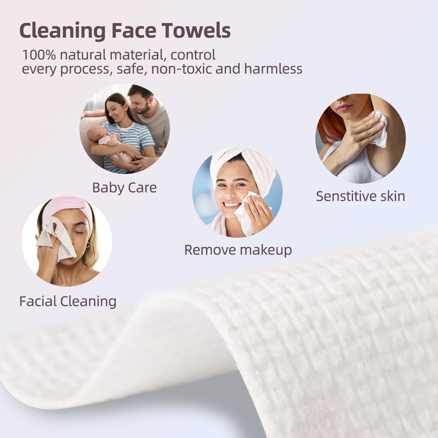 Detalle 1 de Disposable Face Towels XL 50 Count 🧻