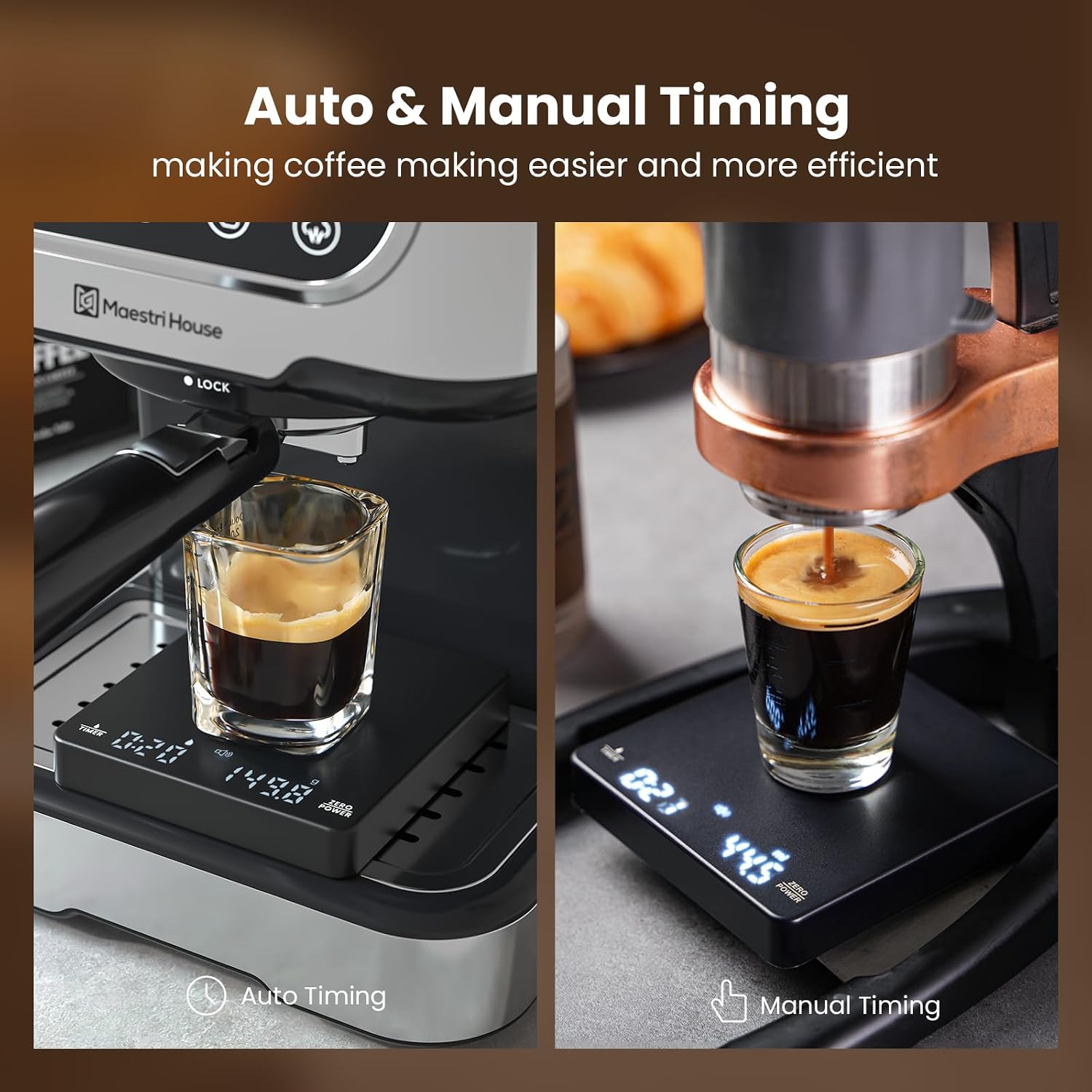 Detalle de Maestri House S1 Mini KC200 Espresso Coffee Scale, 0.1 g Precision, 2 kg