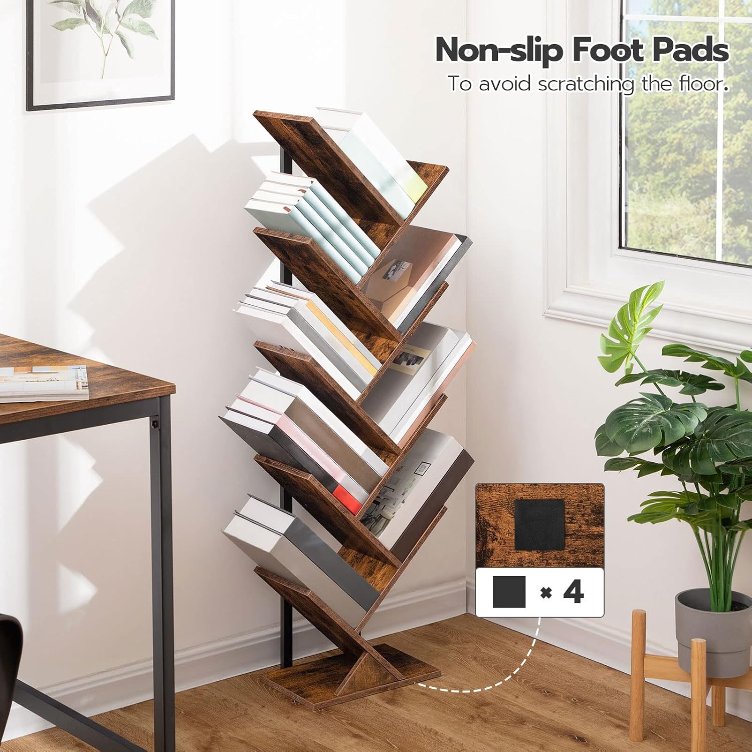 Detalle 2 de HOOBRO Tree Bookshelf Tall 9-tier bookcase