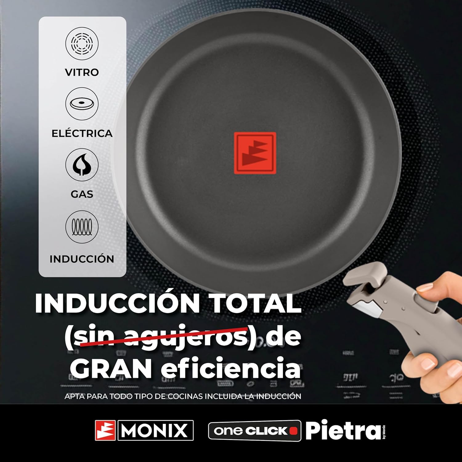 Thumbnail 4 de Monix One Click Pietra — Set 3 sartenes 20/24/26 cm