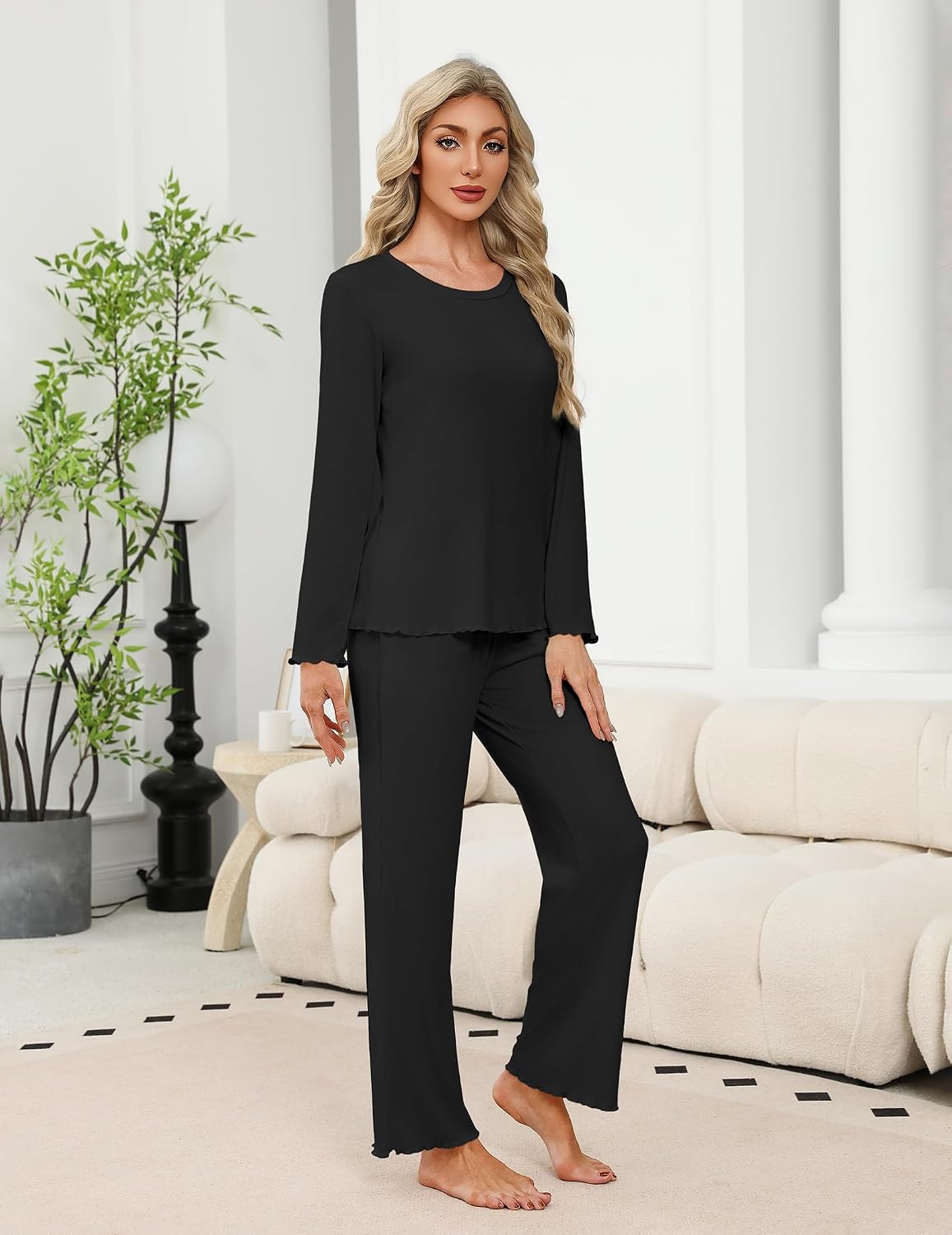 Detalle 2 de Pyjama femme Ekouaer 2 pièces hivert S-XXL
