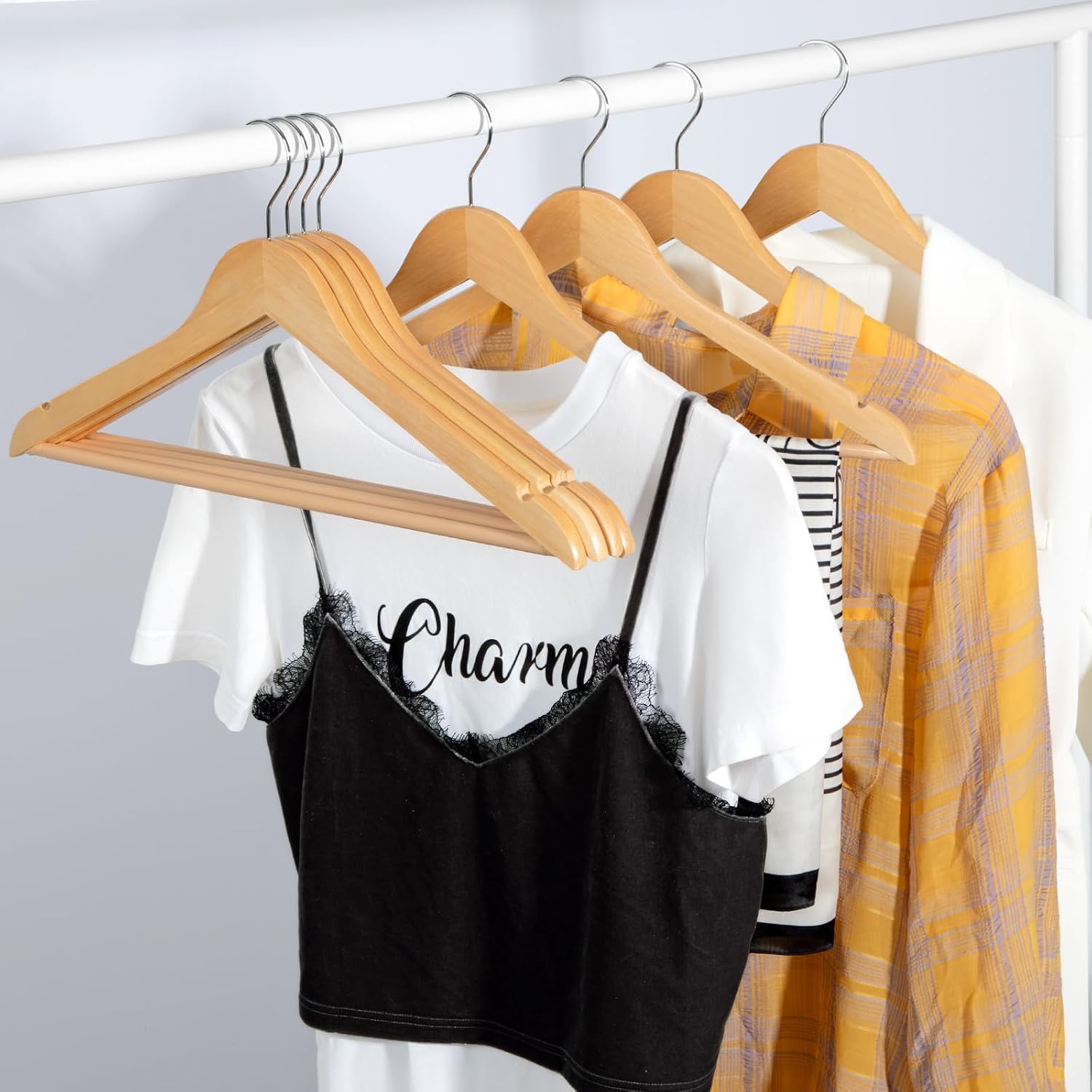 Thumbnail 6 de TOPIA HANGER CT34N30 Wooden Hangers, 30 Pack with Non-Slip Pants Bar
