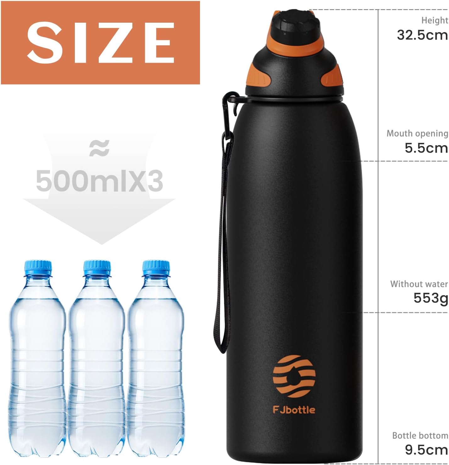 Thumbnail 3 de Fjbottle BPA-free stainless steel water bottle with magnetic lid (600ml–1.5L)
