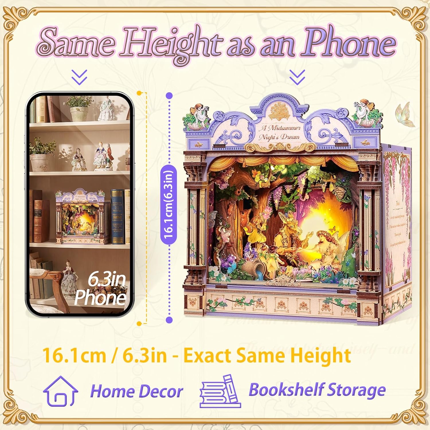 Thumbnail 4 de Book Nook Kit in Legno – Diorama in miniatura ispirato Sogno di una notte di mezza estate