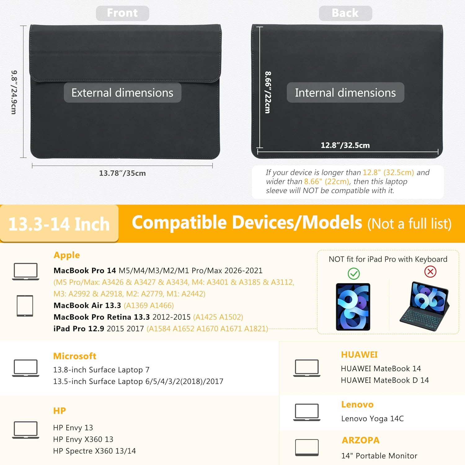 Thumbnail 5 de HYZUO 13,3–14 Zoll Laptop Hülle mit Standfunktion