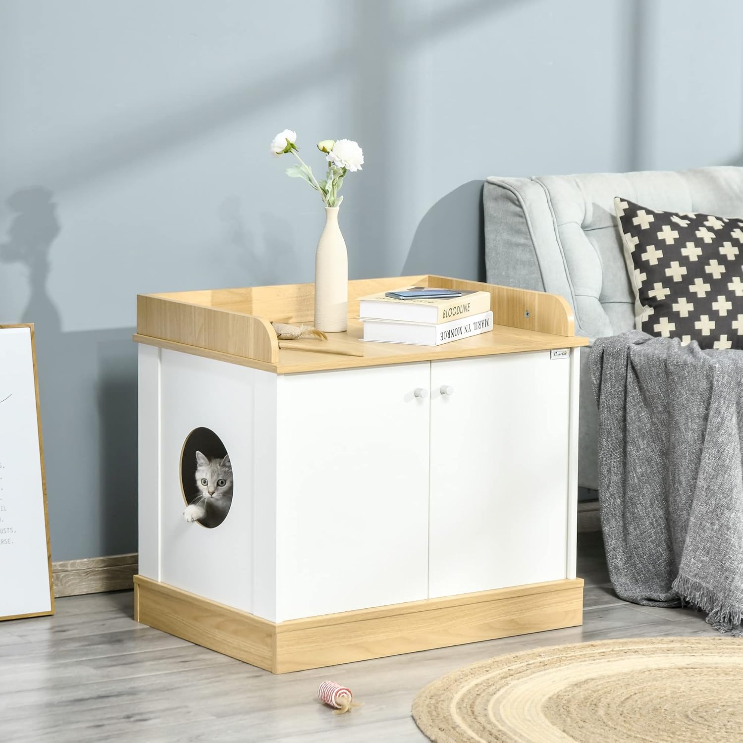 Detalle 2 de PawHut Casa para Gatos 2 en 1 Mueble Arenero
