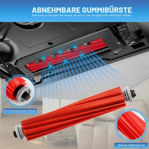 Detalle de Furnetra Zubehörset für Roborock S7 MaxV Ultra / S7 Pro Ultra – Komplettpaket mit 2 Hauptbürsten, 4 Filtern und mehr