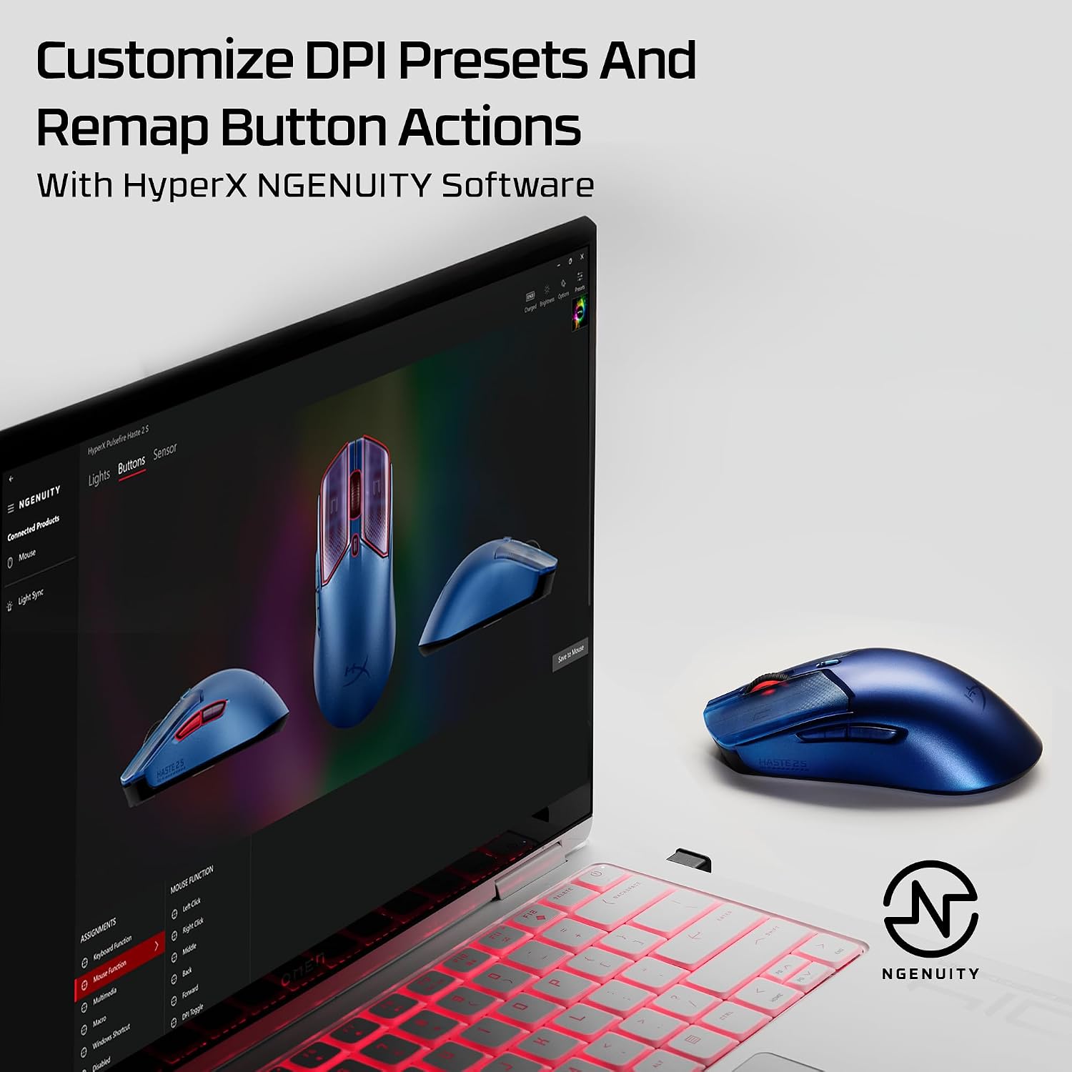 Detalle 2 de HyperX Pulsefire Haste 2 S Wireless gaming mouse, 64 g 🖱