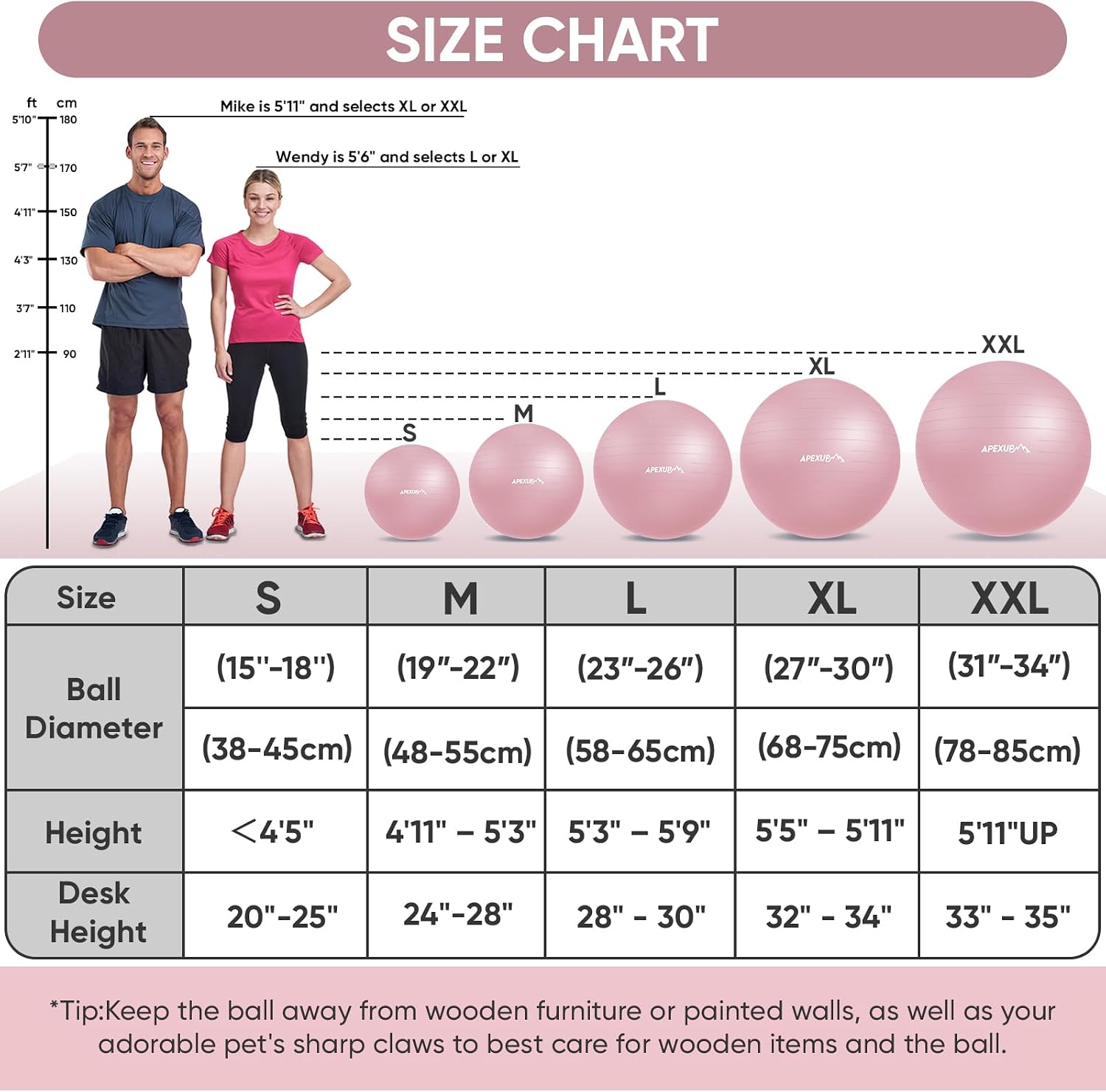 Detalle de APEXUP Yoga Ball 65 cm Stability Exercise Ball ๐งโ