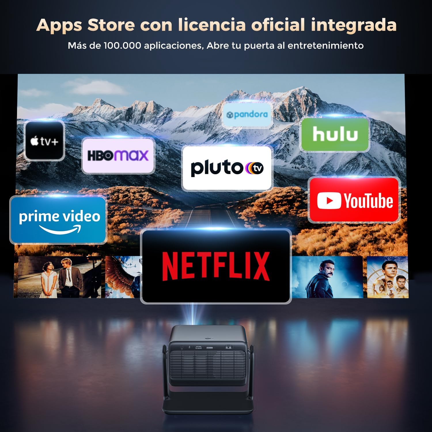 Detalle de AMEELA Proyector 30000 Lúmenes con WiFi/Bluetooth, 1080P y 100.000+ Apps