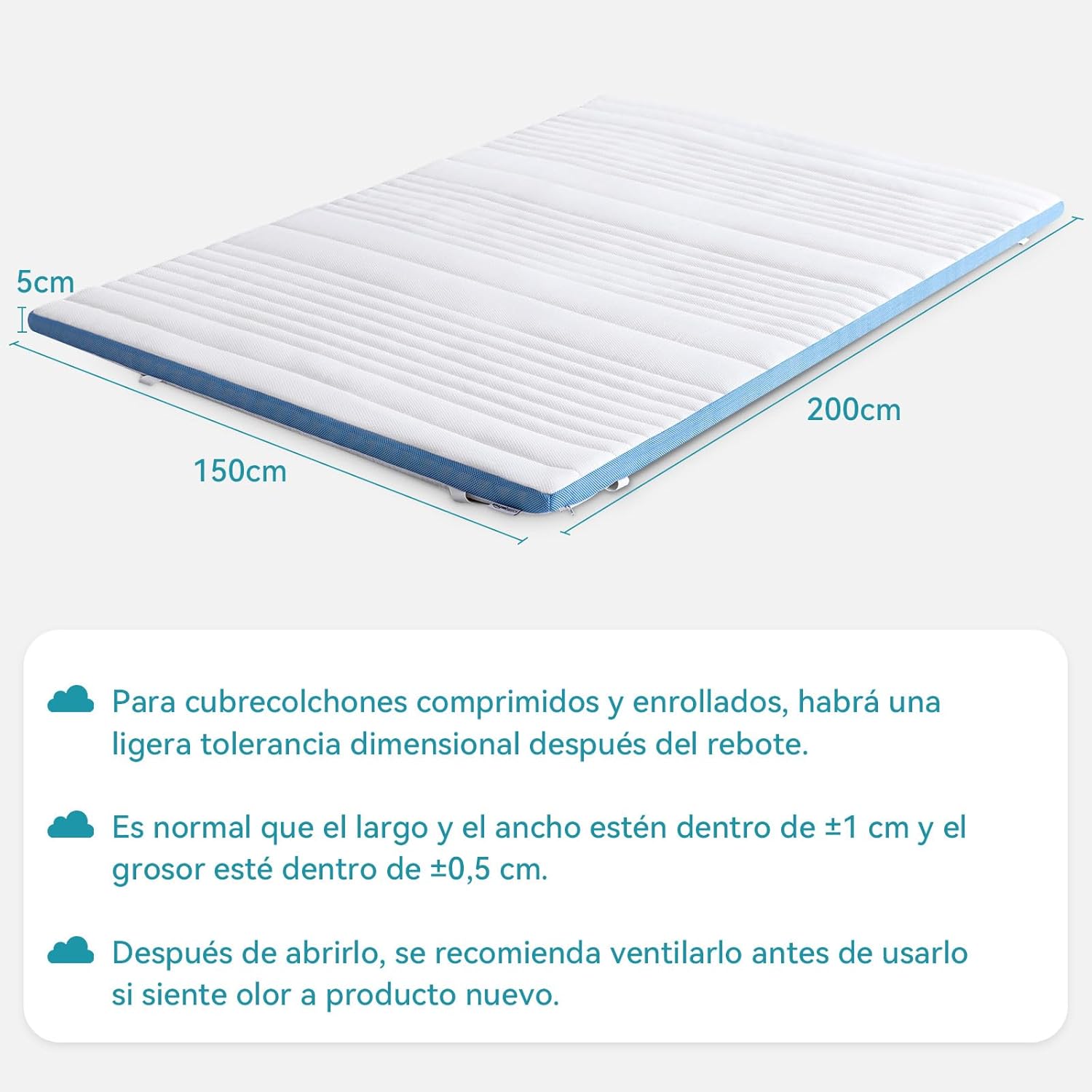 Thumbnail 9 de Amazon Basics Colchón Viscoelástico Topper 150x200cm
