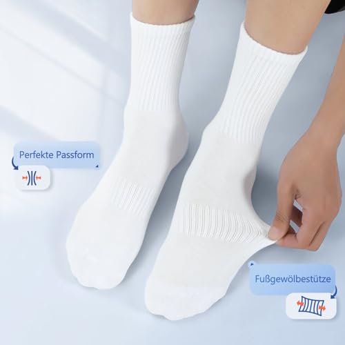 Detalle de YouShow 6 Paia Calze da Tennis in Cotone Bianco 39-42 – Comfort e Durata