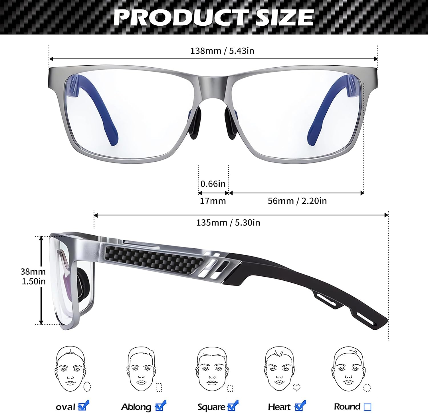 Thumbnail 6 de ANYLUV Blue Light Blocking Glasses for Men, 45% Filtering, Al-Mg Metal Frame