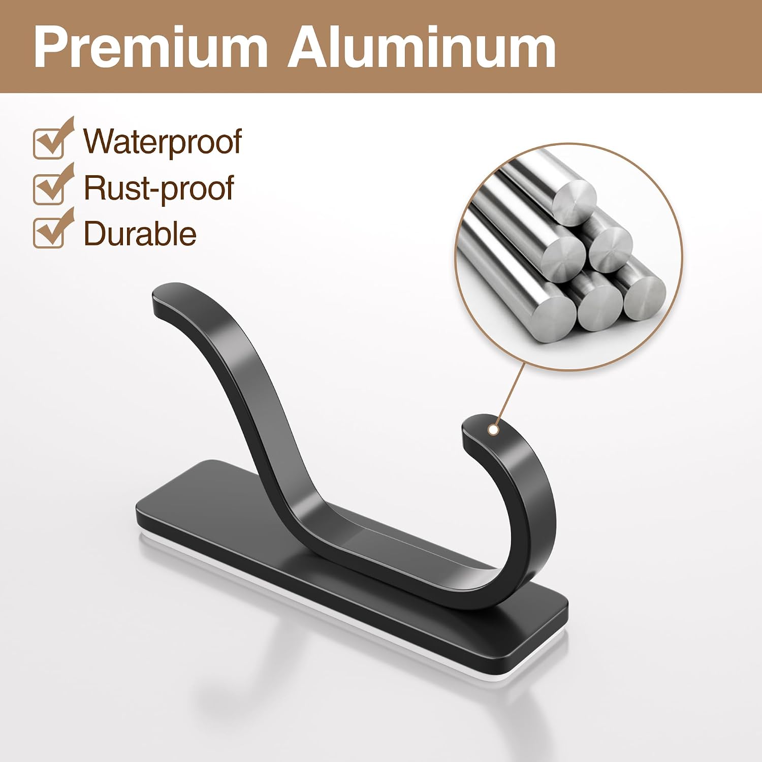 Detalle de pickpiff Self Adhesive Hooks for Hanging: Heavy Duty 6kg (6 Pack) – Stainless Steel, Black