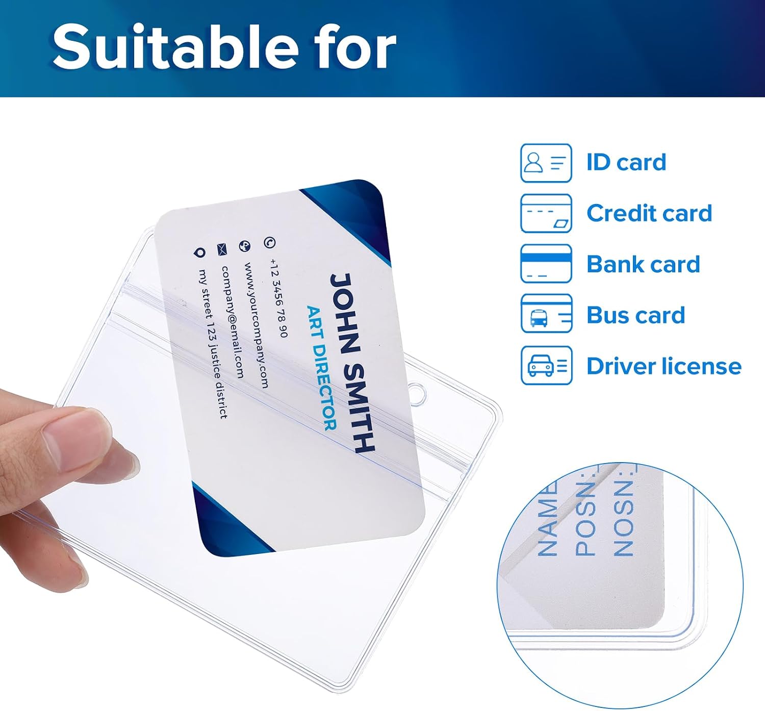 Thumbnail 2 de 100 Pack Horizontal Badge Holder