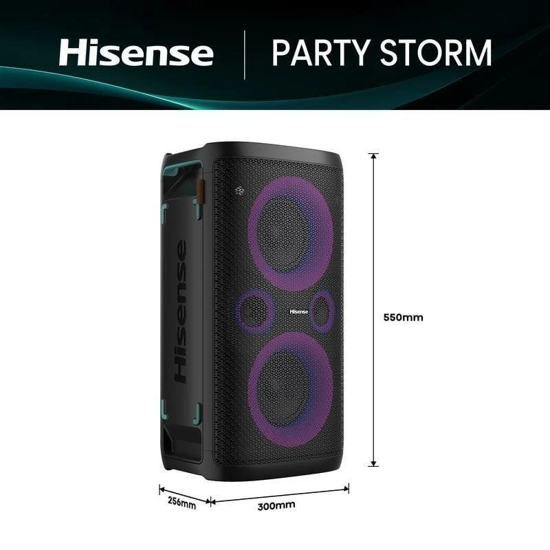Detalle 2 de Hisense Party Storm, altavoz inalámbrico de 300 W RMS con Bluetooth y batería de 15 h