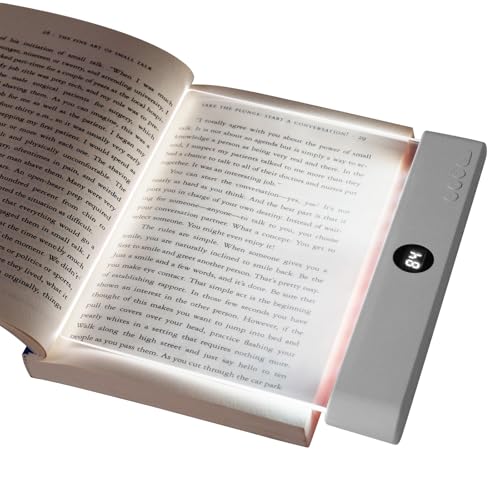 Detalle de HOTUT Piatto LED Libro Lampada – Lampada da Lettura a Pannello Piattto, Luce Tre Colori e Spegnimento Timer, Bianco