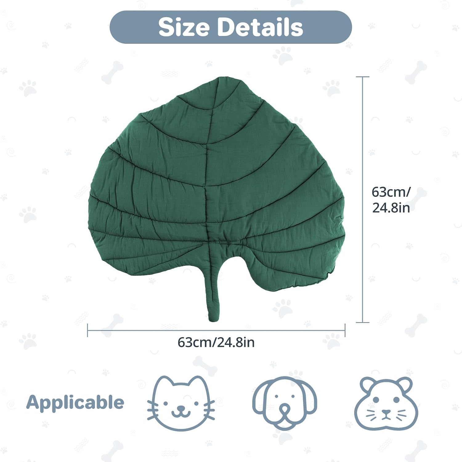 Detalle de Luvore Leaf Shaped Cat Mat (63x63 cm): cosy cotton bed for indoor cats and small dogs