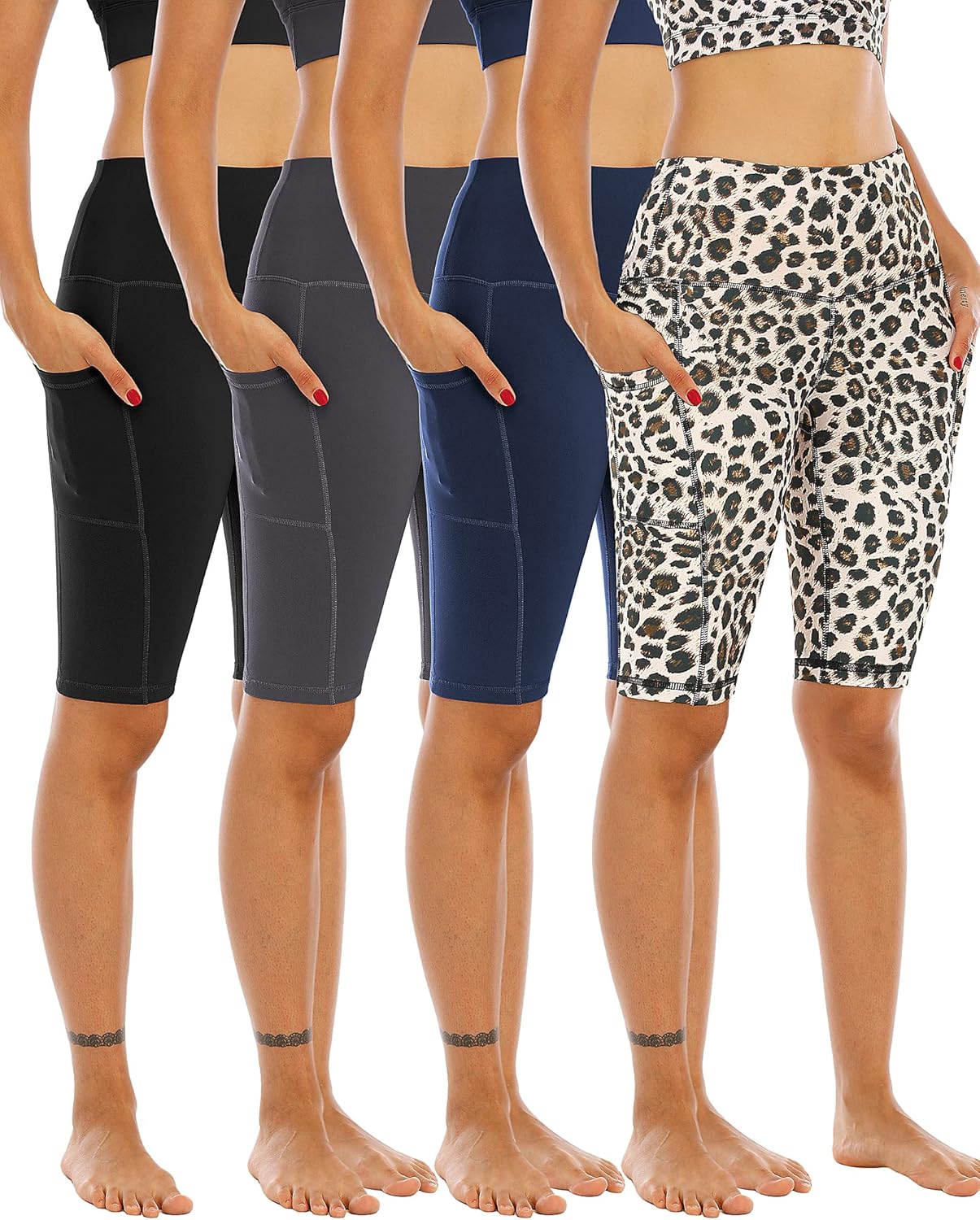 Thumbnail 5 de WHOUARE 4 Pack Biker Yoga Shorts with Pockets for Women