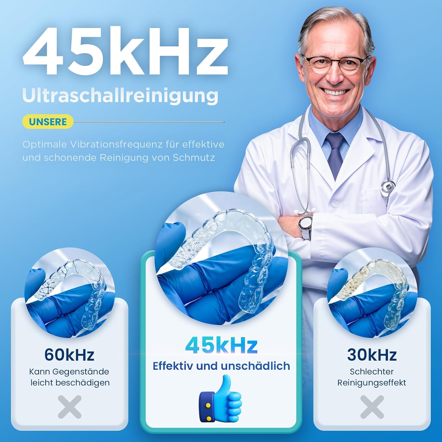 Detalle de Ultraschallreiniger 200 ml zur Zahnpflege