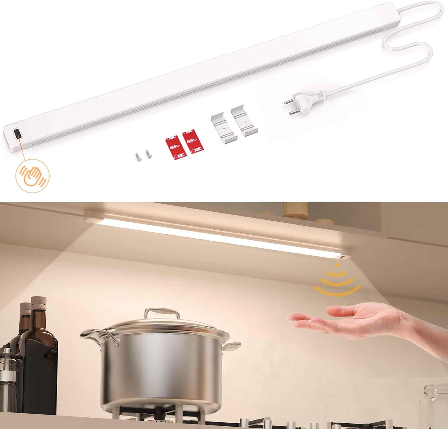 Detalle de SIBI LIGHTING Unterbauleuchte LED 41 cm dimmbar (Neutralweiß 4000K) mit berührungsloser Sensorsteuerung