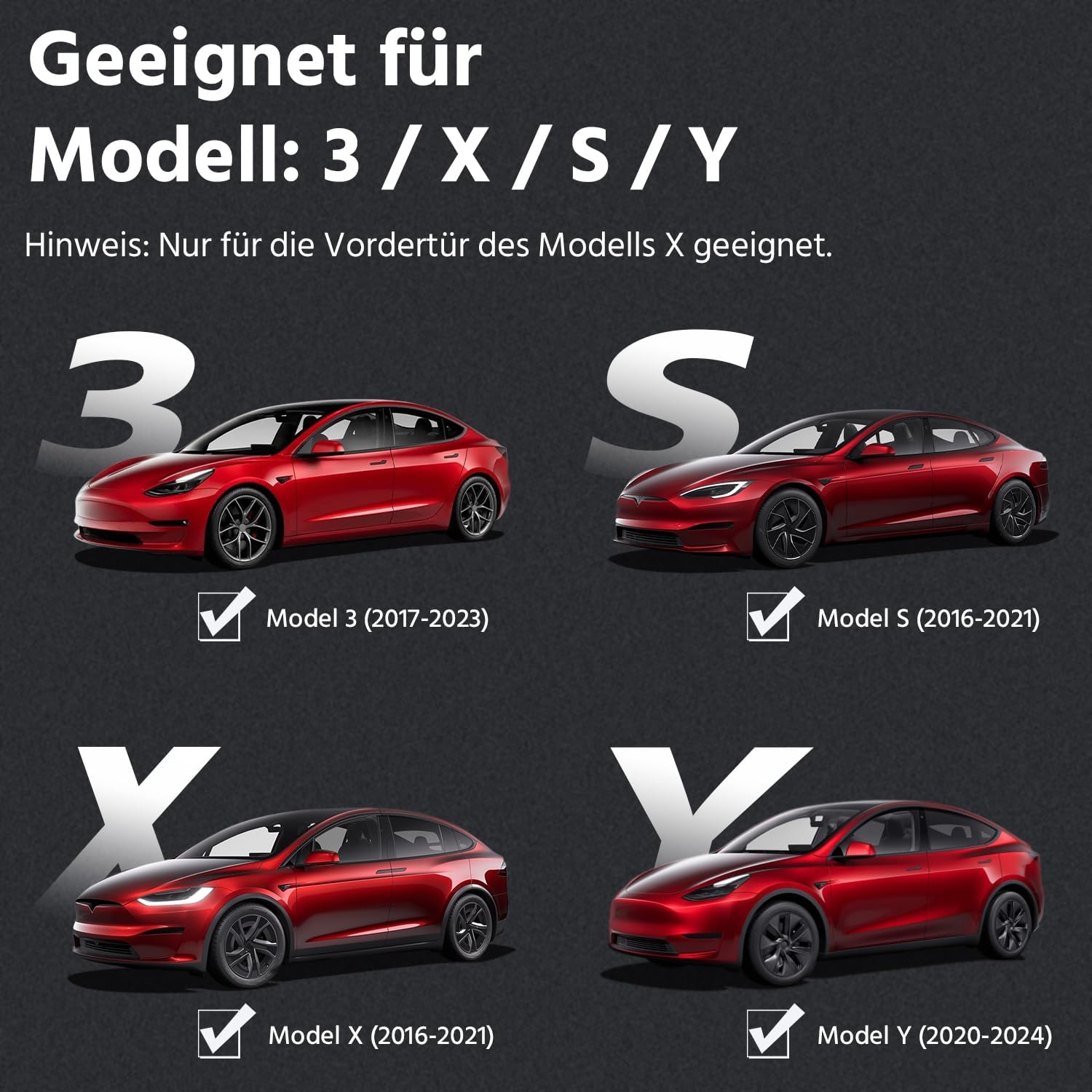 Thumbnail 1 de VIHIMAI 4er Set Tesla Autotür LED Logo Projektoren – kompatibel mit Model Y/3/S/X
