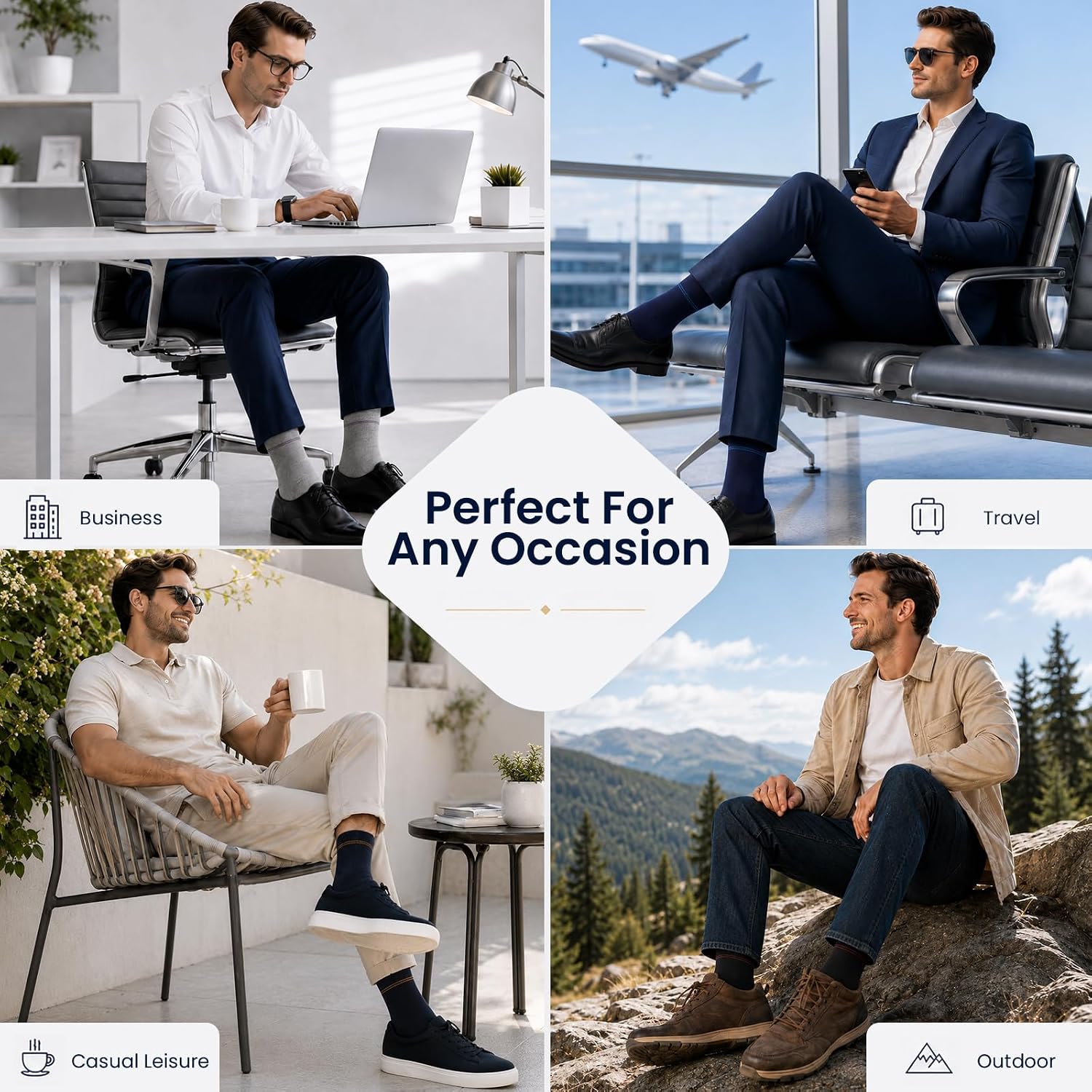 Detalle 2 de Effeet Mens Socks: Cotton Rich Business Socks in 6/12 Pairs