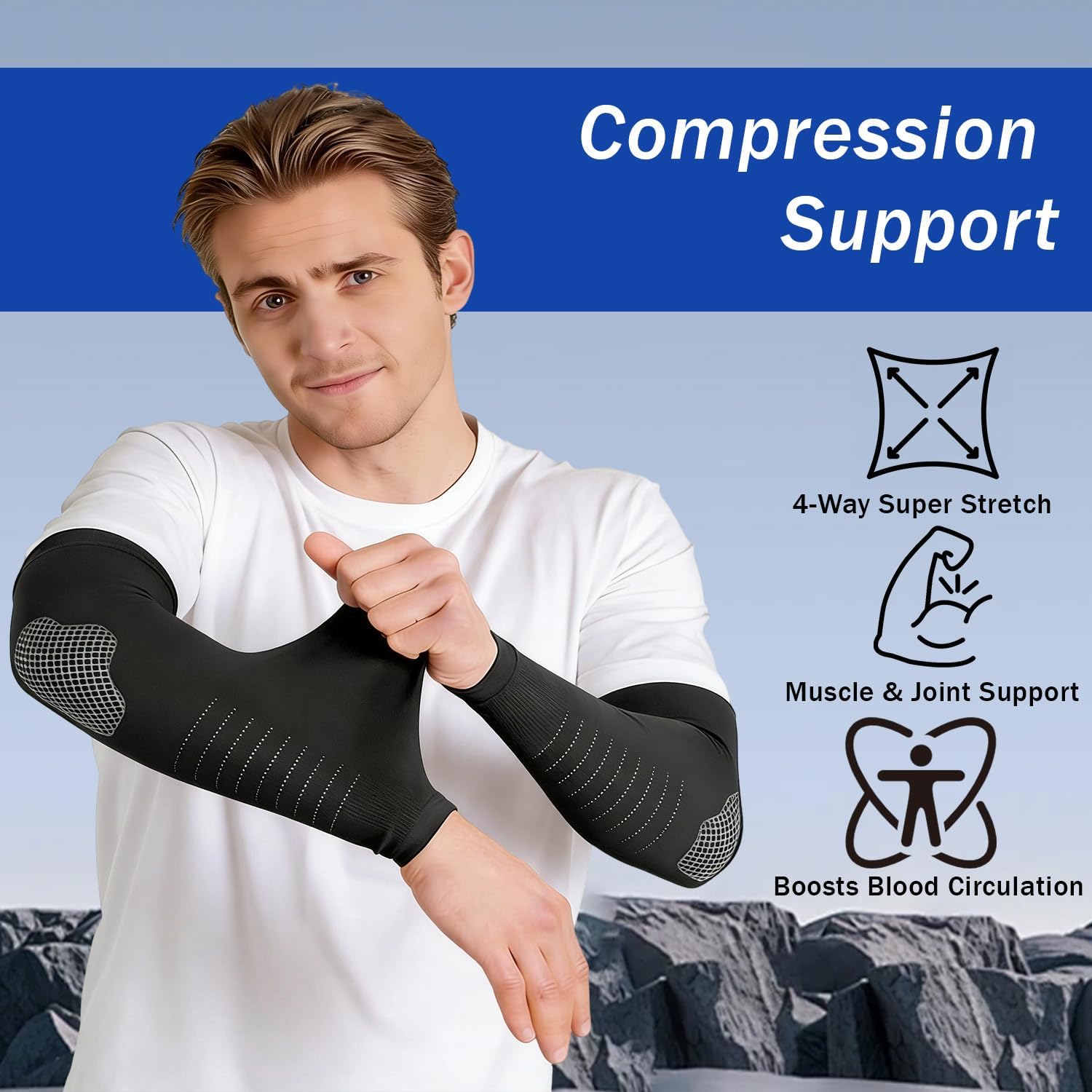 Detalle de Wuneiox Arm Sleeves UPF 50+ Cooling Compression – 4 Pack