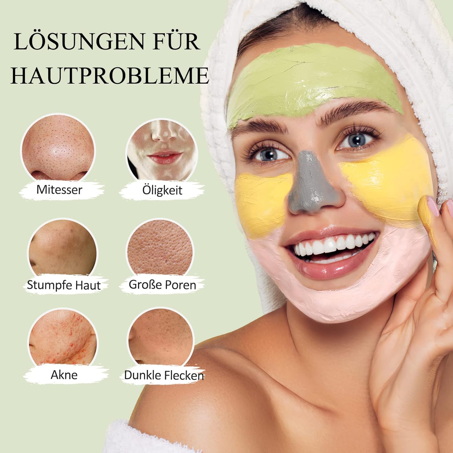 Thumbnail 3 de Ton-Gesichtsmasken-Kit (4-in-1) mit Vitamin-C-Kurkuma-, Totes-Meer-Schlamm-, Grüntee- und Rosentonerde-Maske, 240 g