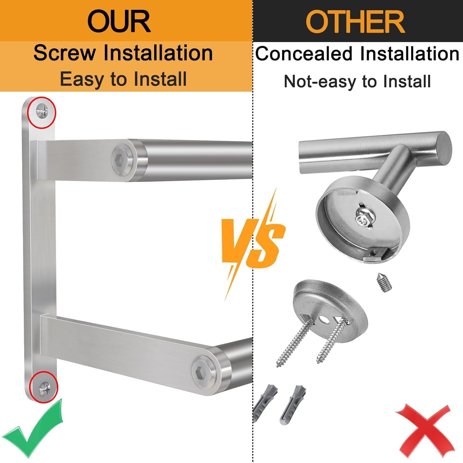 Detalle de JIAPAIDUO Double Towel Rail Wall Mounted, 80cm – Brushed Nickel Stainless Steel