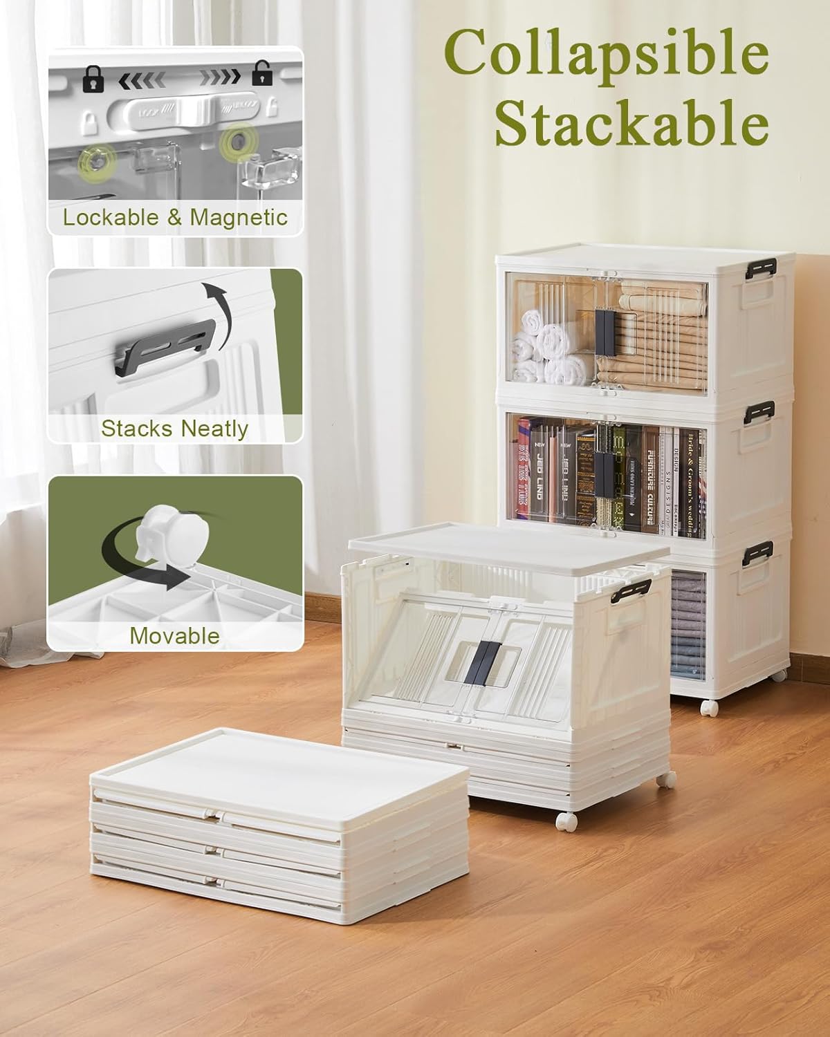 Detalle de OlarHike 144QT Lockable Storage Bin 3-pack