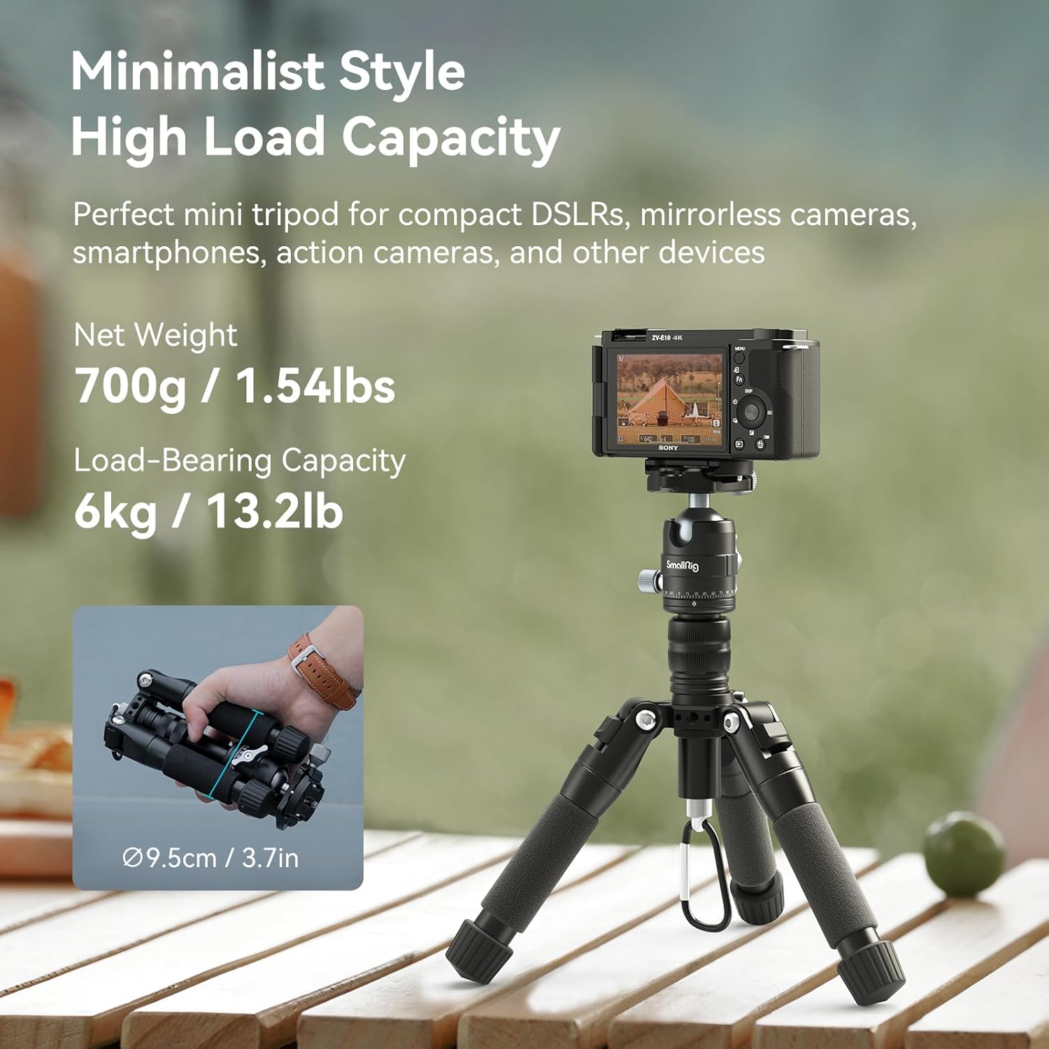 Thumbnail 1 de SMALLRIG VT-20 52 cm mini tripod for DSLR
