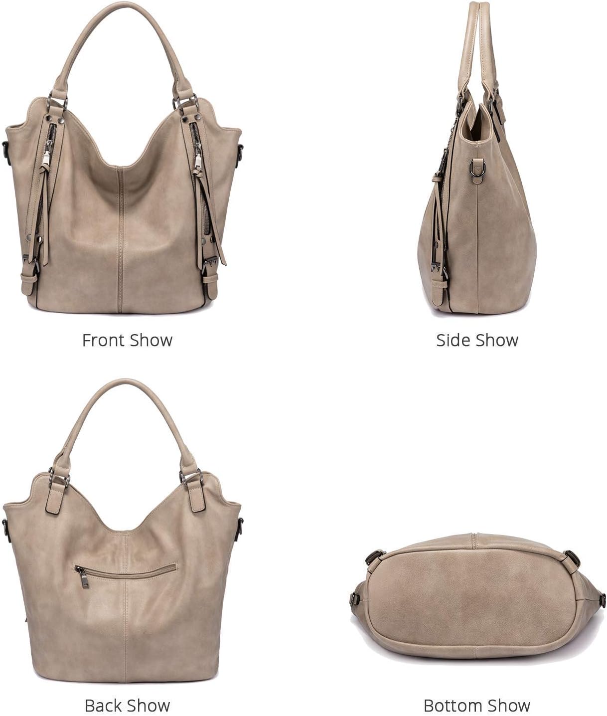Thumbnail 5 de Realer Borsa Donna Set Grande: Borsa a Mano EcoPelle, Tracolla Regolabile e Clutch in 2 pezzi – Colore Cachi