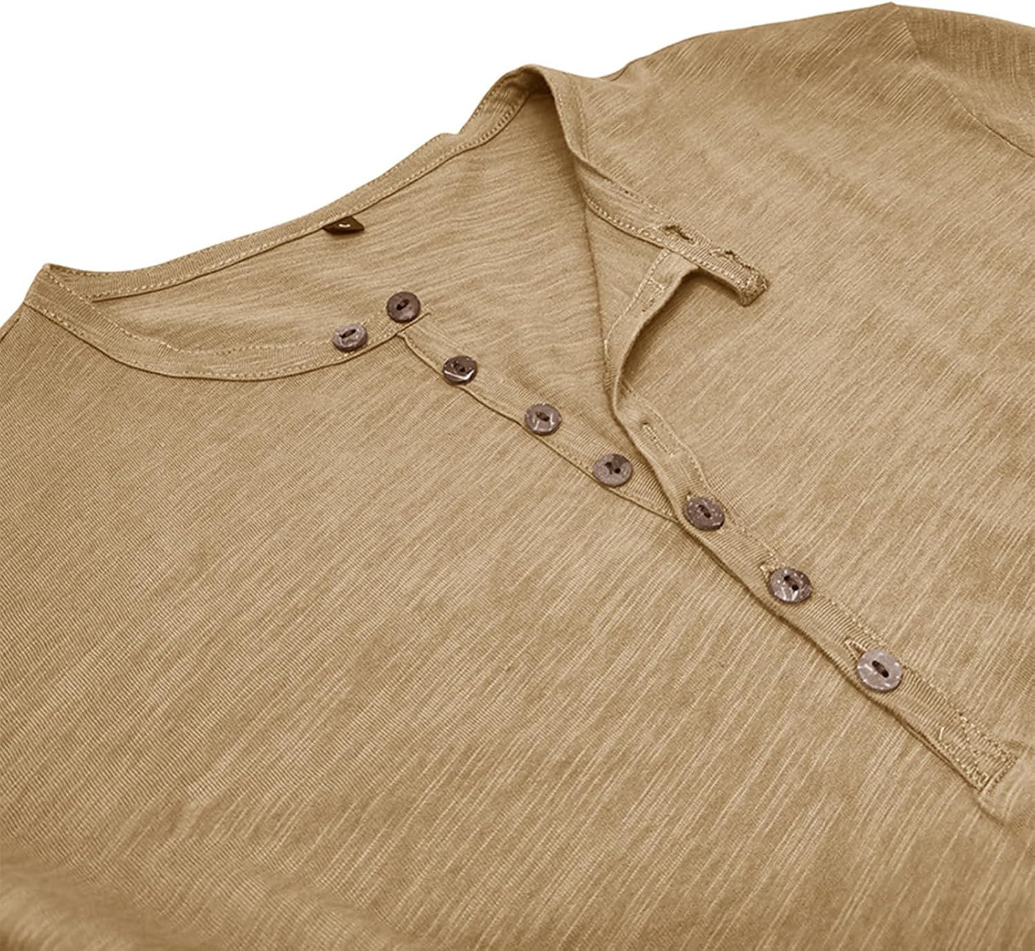 Thumbnail 3 de Henley Langarm T‑Shirt Herren – Langarmshirt mit Knopfleiste, V‑Ausschnitt, Vintage Slim Fit (M–3XL)