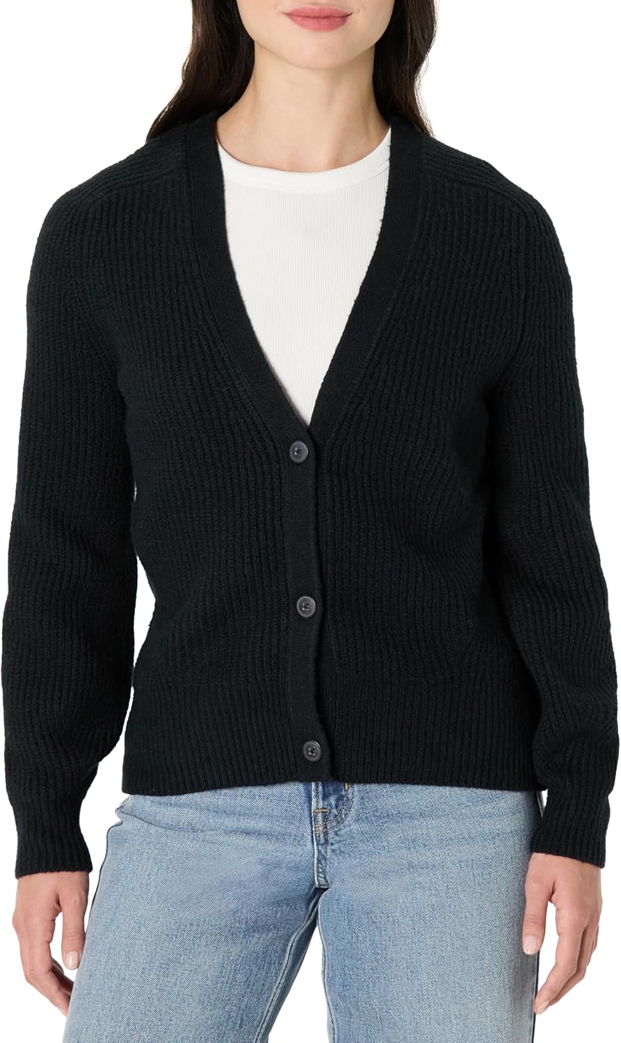 Detalle de Amazon Essentials Damen Gerippte Soft-Touch-Blouson-Strickjacke – lockerer Fit, kuschelig warm