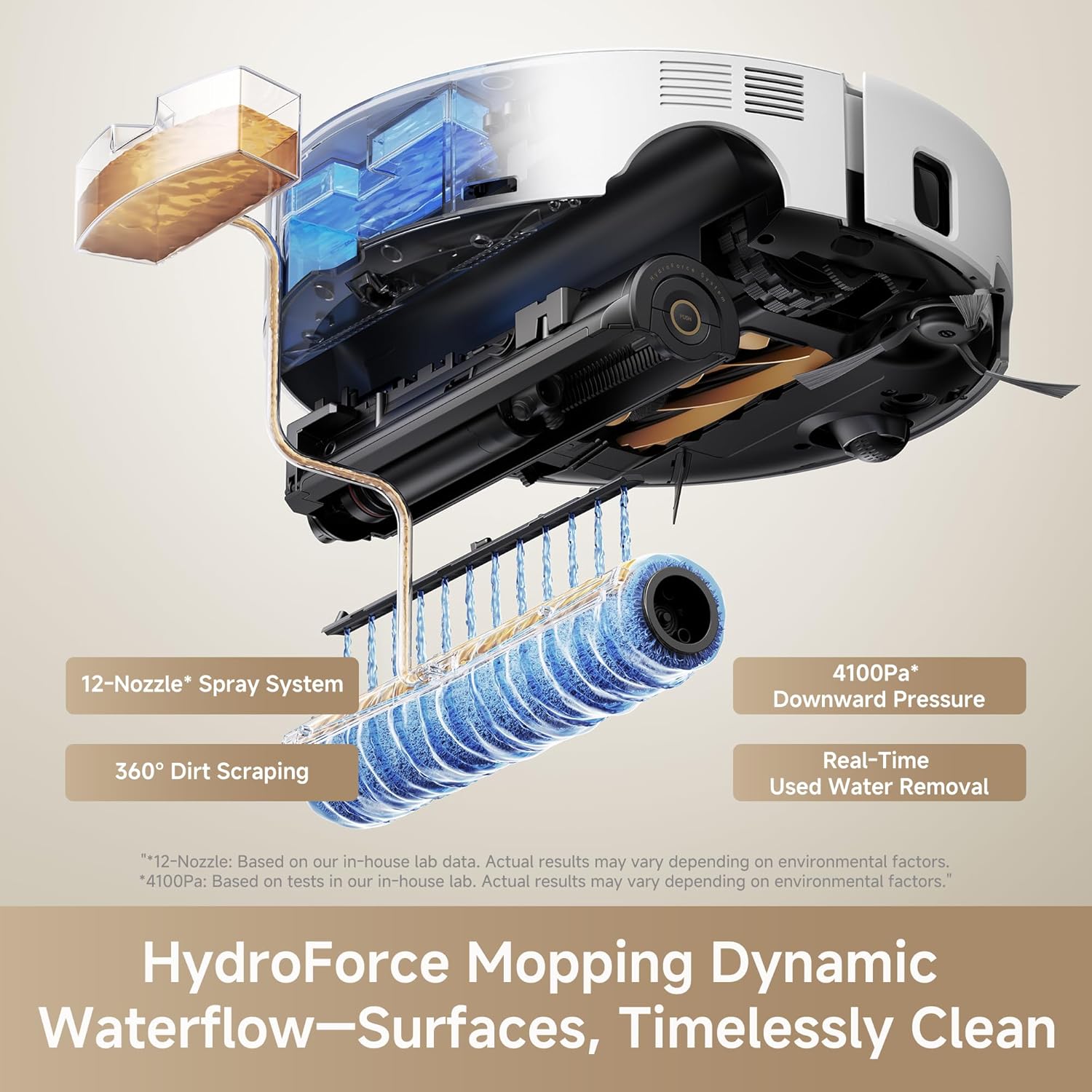Detalle 2 de Mova Z60 Ultra Roller SA Robot Vacuum and Mop with 26,000Pa Suction, Auto Mop Cleaning Dock & Voice Control