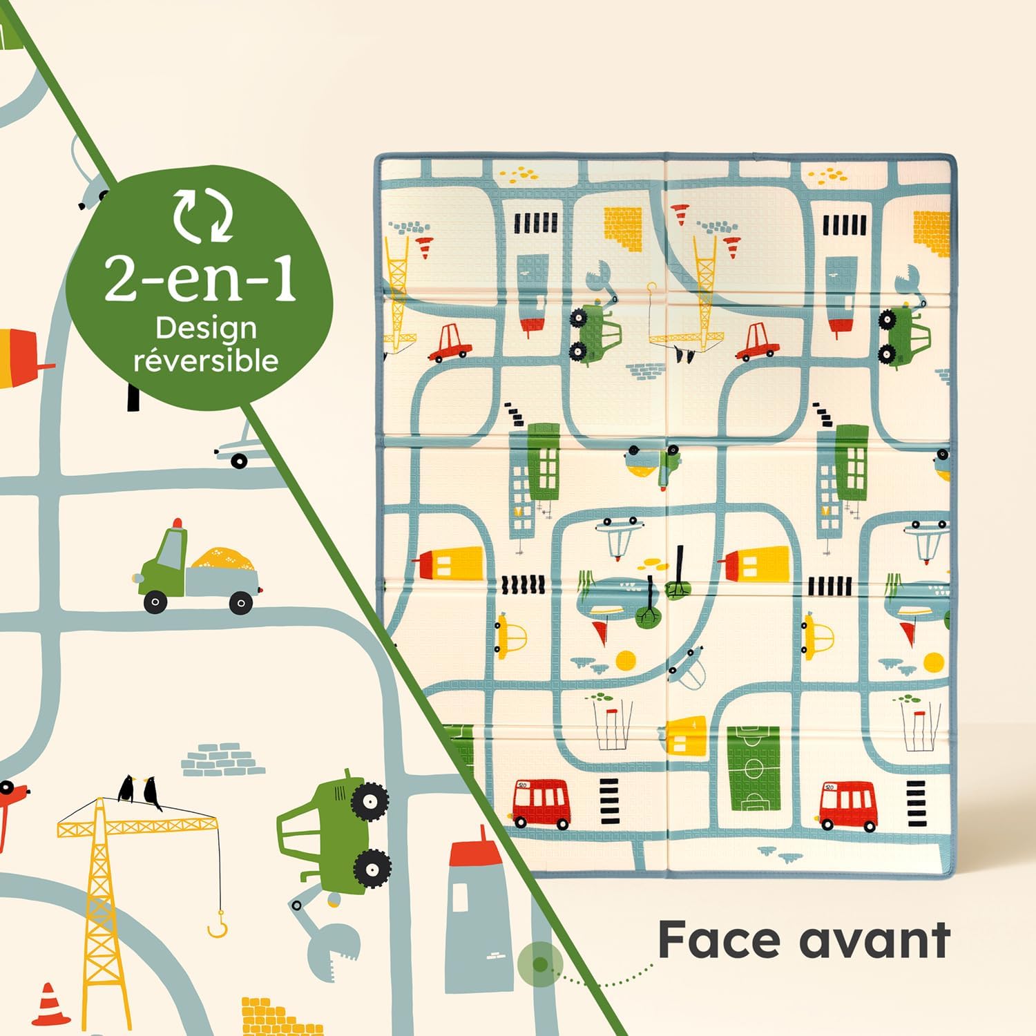 Thumbnail 2 de Laleni Tapis d’éveil bébé pliable et imperméable 150 × 180 × 1 cm – motif urbain