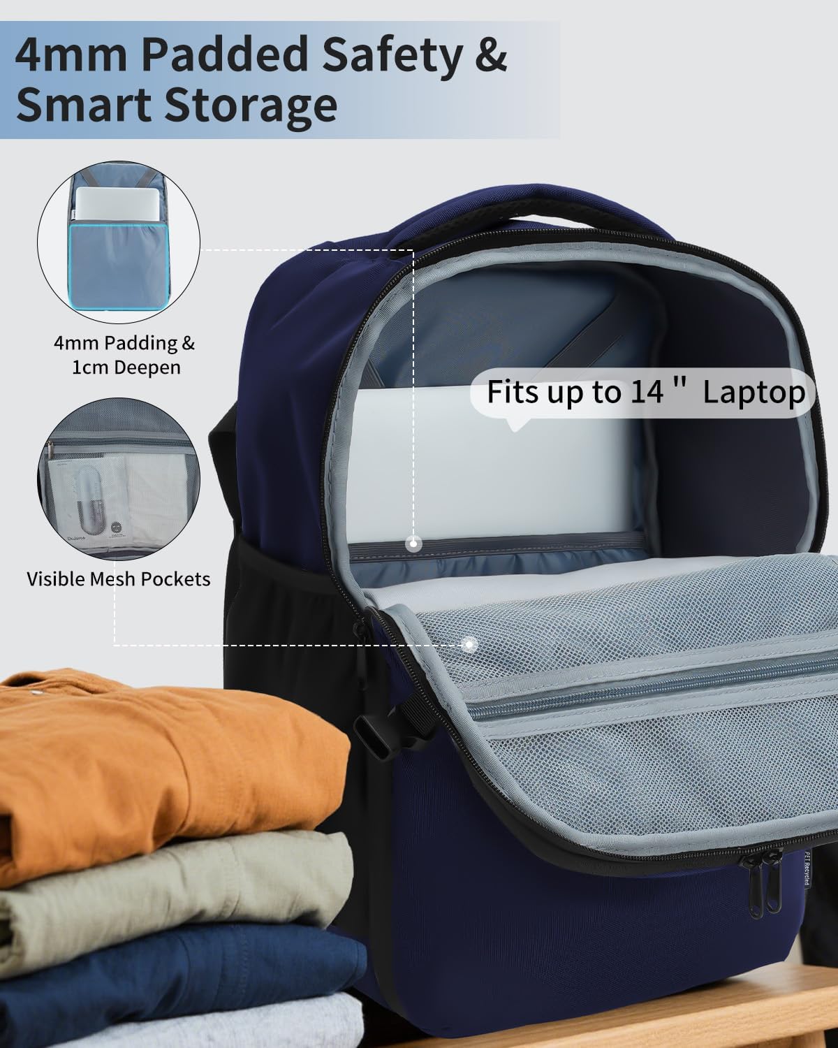 Thumbnail 3 de ECOHUB 20L Underseat Travel Backpack for Ryanair cabin bags (40x20x25cm) – Anti-theft pocket, 14" laptop compartment, water-resistant