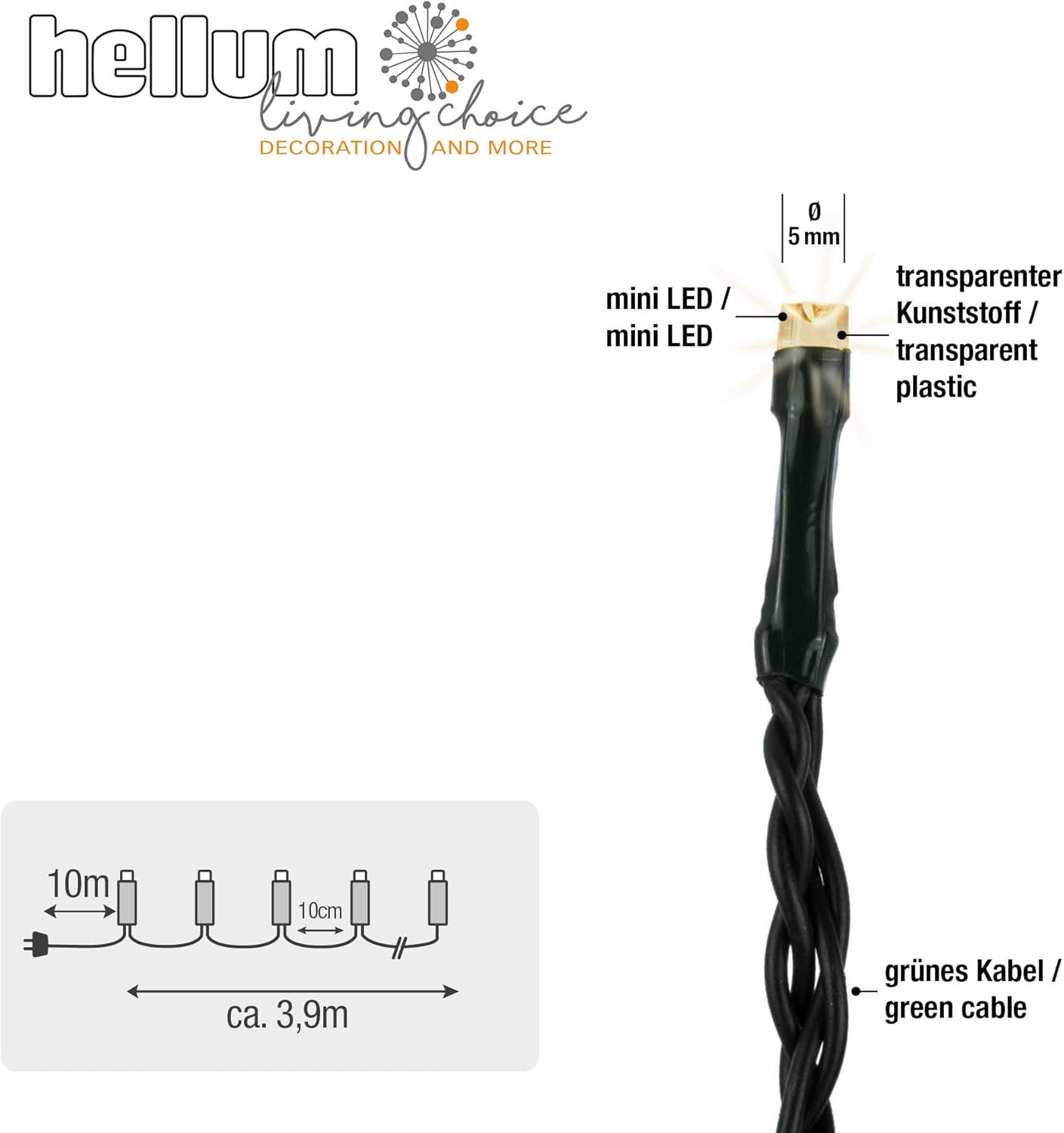 Thumbnail 2 de hellum Lichterkette außen 40 LED warmweiß klassisch mit Timer (3,9 m beleuchtete Länge)