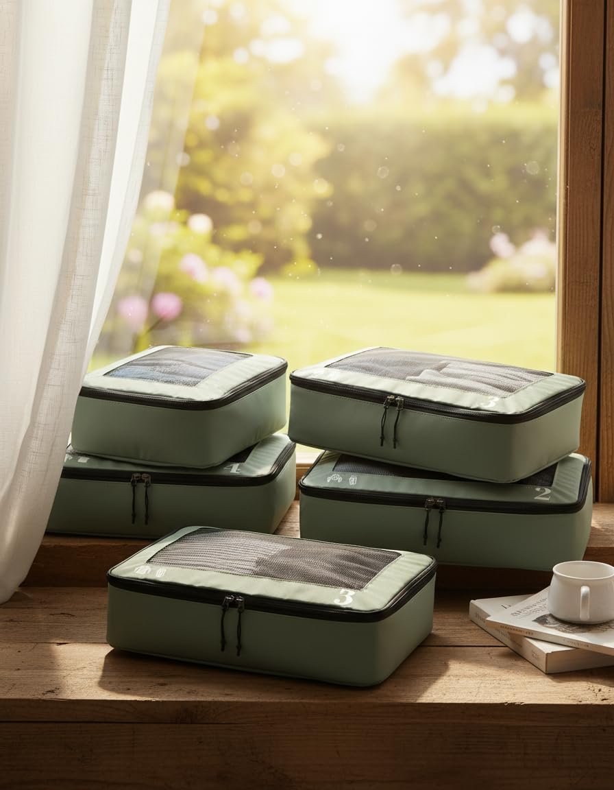 Detalle 2 de ECOHUB Packwürfel 7‑teilig Reise-Organizer Grün