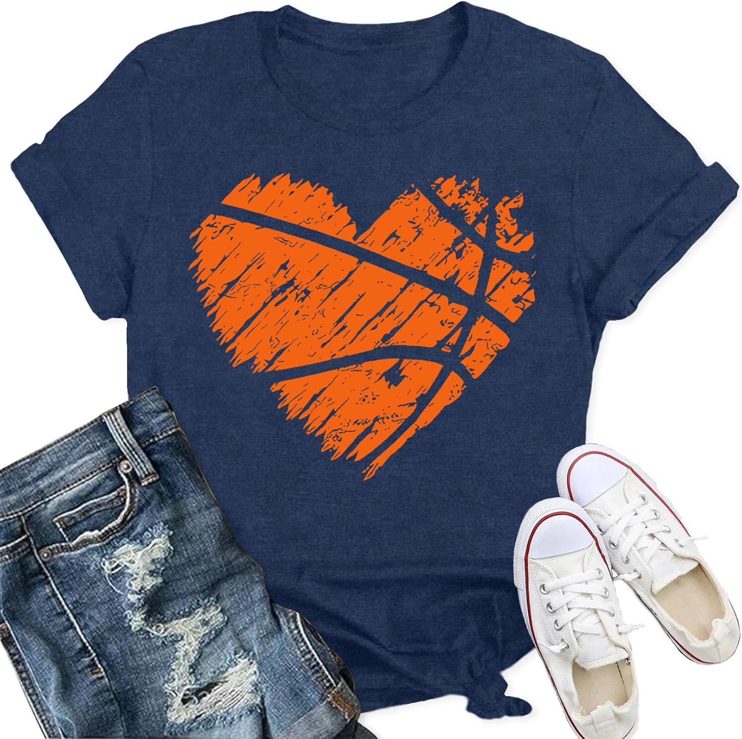 Detalle de Qskall Women's Netball Heart T‑Shirt: Soft, Everyday Comfort with a Sporty Twist
