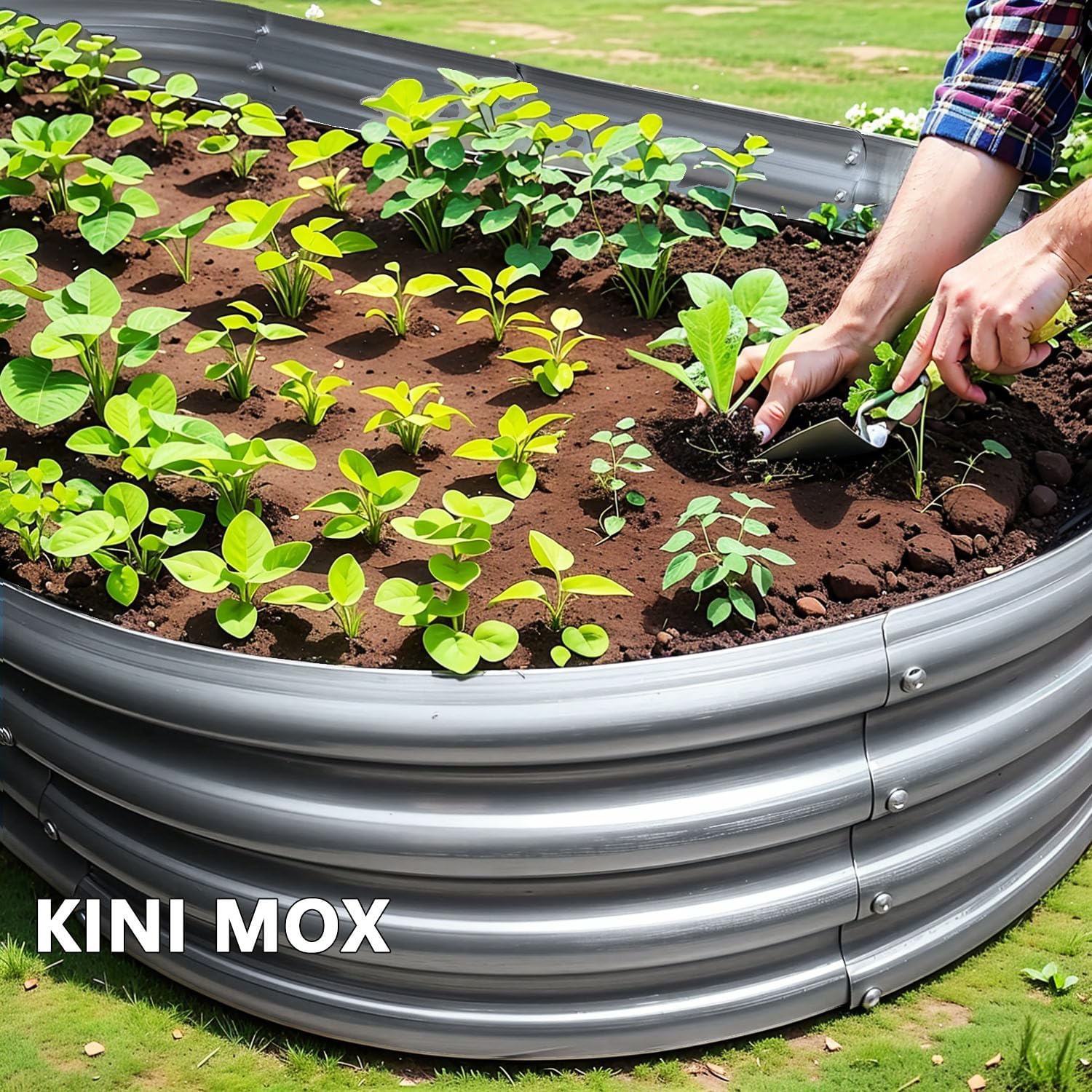 Thumbnail 1 de KINI MOX 2pc 6x3x1 ft Galvanised Raised Garden Bed with Metal Plant Climbing Stand