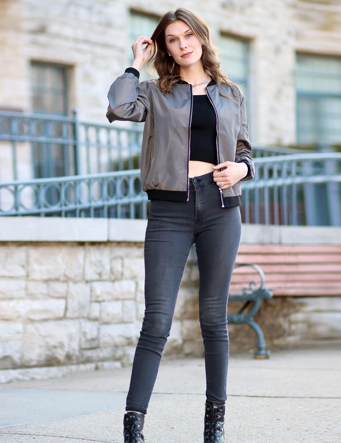Thumbnail 2 de Zeagoo Giacca Bomber Donna Corto Blouson Leggera