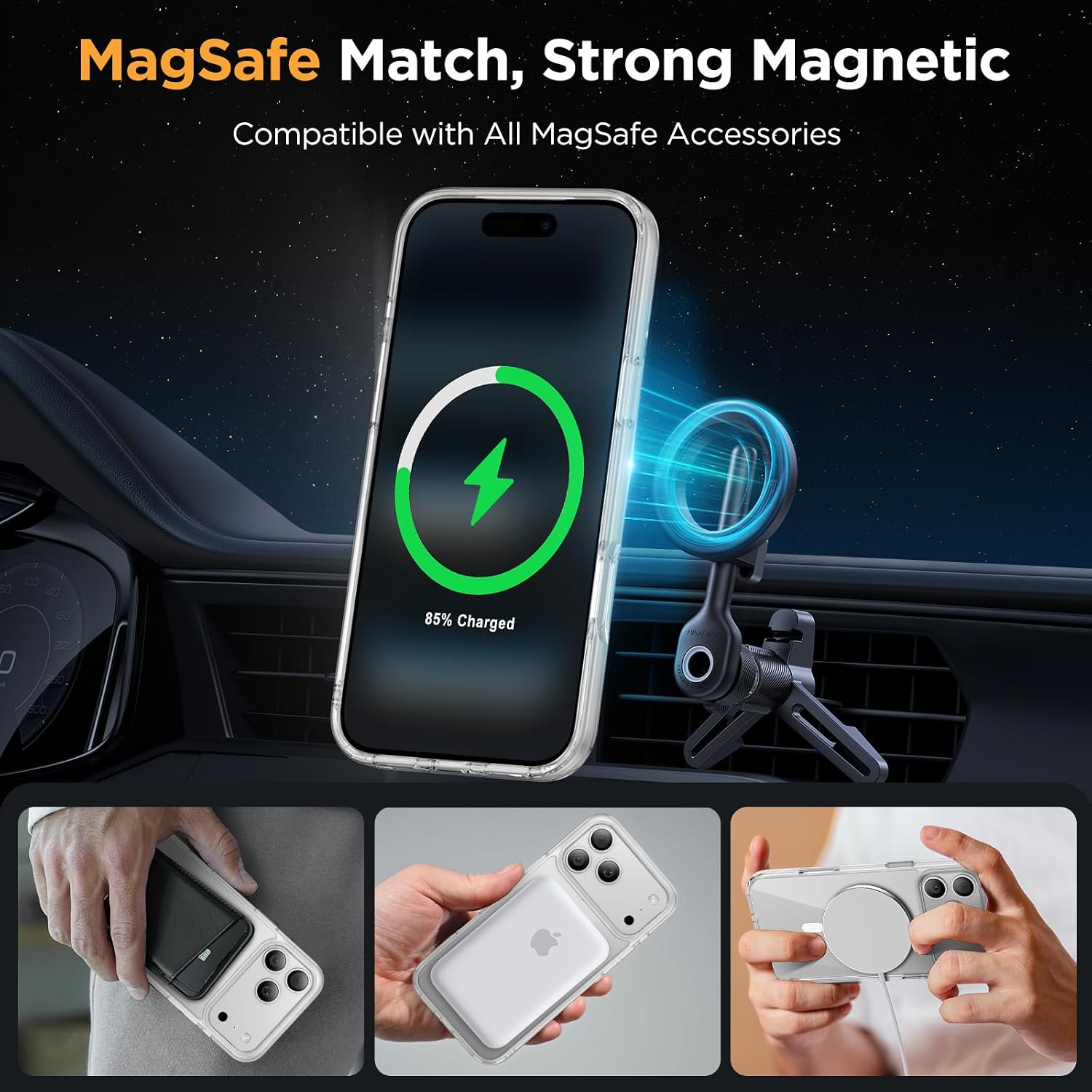 Detalle de Miracase for iPhone 17 Pro Max: MagSafe Case with 9H+ Screen Protector, Military-Grade Protection (Matte Clear, 6.9")